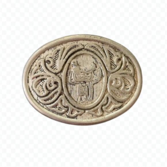 Vintage Avon Western Cowboy Saddle Filigree Belt Buckle Silver Tone - Picture 1 of 4